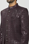 Buy_Aryavir Malhotra_Wine Sherwani And Kurta Art Silk Embroidered Sequins Front-open & Set _Online_at_Aza_Fashions