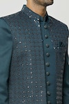 Aryavir Malhotra_Green Nehru Jacket And Kurta Art Silk Embroidered Sequins & Set _at_Aza_Fashions