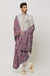 Buy_Aryavir Malhotra_Pink Thread Mosaic Bloom Embroidered Dupatta_Online_at_Aza_Fashions
