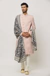 Shop_Aryavir Malhotra_Multi Color Thread Kashmiri Paisley Jaal Embroidered Dupatta_at_Aza_Fashions