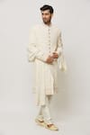 Buy_Aryavir Malhotra_Off White Sequins Misty Lily Bloom Embroidered Dupatta_Online_at_Aza_Fashions