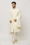 Buy_Aryavir Malhotra_Off White Sequins Dahlia Bloom Embroidered Dupatta_at_Aza_Fashions