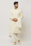 Buy_Aryavir Malhotra_Off White Sequins Dahlia Bloom Embroidered Dupatta_Online_at_Aza_Fashions