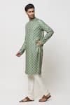Buy_Samyukta Singhania_Green Dupion Silk Print Damask Kurta _Online_at_Aza_Fashions