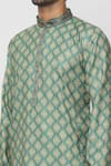 Shop_Samyukta Singhania_Green Dupion Silk Print Damask Kurta _Online_at_Aza_Fashions