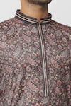 Buy_Samyukta Singhania_Brown Dupion Art Silk Print Paisley Blossom Gardenia Kurta _Online_at_Aza_Fashions