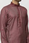 Shop_Samyukta Singhania_Maroon Dupion Art Silk Print Diamond Jaal Motif Kurta _Online_at_Aza_Fashions