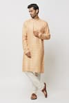 Buy_Arihant Rai Sinha_Peach Silk, Dupion Embroidery Fleur Jaal Print Kurta Set _at_Aza_Fashions