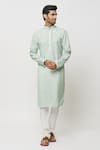 Buy_Arihant Rai Sinha_Green Kurta Cotton Printed Mughal Floral With Churidar _at_Aza_Fashions