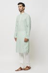 Arihant Rai Sinha_Green Kurta Cotton Printed Mughal Floral With Churidar _Online_at_Aza_Fashions