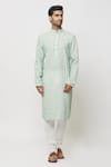 Arihant Rai Sinha_Green Kurta Cotton Printed Mughal Floral With Churidar _at_Aza_Fashions