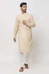 Arihant Rai Sinha_Peach Kurta Cotton Printed Mughal With Churidar _Online_at_Aza_Fashions