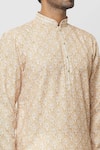 Buy_Arihant Rai Sinha_Peach Kurta Cotton Printed Mughal With Churidar _Online_at_Aza_Fashions