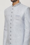 Shop_Aryavir Malhotra_Grey Dupion Art Silk Embroidery Persian Gardenia Sherwani Set _Online_at_Aza_Fashions