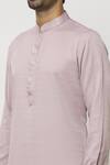 Shop_Adara Khan_Pink Art Banarasi Silk Plain Pintucked Bordered Kurta And Pant Set_Online_at_Aza_Fashions