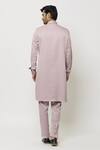 Shop_Adara Khan_Pink Art Banarasi Silk Plain Pintucked Bordered Kurta And Pant Set_at_Aza_Fashions