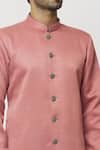 Buy_Samyukta Singhania_Pink Art Banarasi Silk Embroidered Thread Work Mandarin Collar Kurta _Online_at_Aza_Fashions