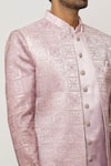 Aryavir Malhotra_Pink Sherwani Art Silk Embroidered Shaded Thread Work Jacket Aligadi Pant Set _at_Aza_Fashions