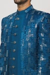 Shop_Aryavir Malhotra_Blue Sherwani Art Silk Embroidered Sequin And Thread Set _Online_at_Aza_Fashions