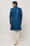 Shop_Aryavir Malhotra_Blue Sherwani Art Silk Embroidered Sequin And Thread Set _at_Aza_Fashions