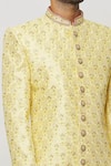 Shop_Aryavir Malhotra_Yellow Sherwani Art Silk Embroidered Thread Set _Online_at_Aza_Fashions