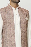 Aryavir Malhotra_Pink Art Silk Print Floral Jacket _Online_at_Aza_Fashions