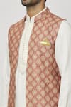 Shop_Aryavir Malhotra_Cream Kurta And Pant Art Banarasi Silk Plain Printed Jacket Set _Online_at_Aza_Fashions