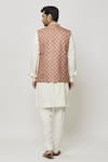 Shop_Aryavir Malhotra_Cream Kurta And Pant Art Banarasi Silk Plain Printed Jacket Set _at_Aza_Fashions