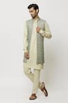 Buy_Aryavir Malhotra_Grey Art Silk Printed Bundi _at_Aza_Fashions