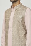 Shop_Aryavir Malhotra_Beige Kurta And Pant Art Banarasi Silk Printed Jacket Set _Online_at_Aza_Fashions