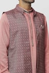 Shop_Aryavir Malhotra_Pink Kurta And Pant Art Banarasi Silk Cuffed Sleeve Printed Jacket Set _Online_at_Aza_Fashions