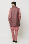 Shop_Aryavir Malhotra_Pink Kurta And Pant Art Banarasi Silk Cuffed Sleeve Printed Jacket Set _at_Aza_Fashions