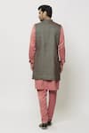 Shop_Aryavir Malhotra_Pink Kurta And Pant Art Banarasi Silk Straight Printed Jacket Set _at_Aza_Fashions