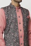 Buy_Aryavir Malhotra_Pink Sherwani And Pant Art Banarasi Silk Plain Printed Jacket Set_Online_at_Aza_Fashions
