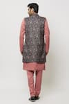 Shop_Aryavir Malhotra_Pink Sherwani And Pant Art Banarasi Silk Plain Printed Jacket Set_at_Aza_Fashions