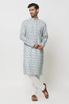 Arihant Rai Sinha_Grey Kurta Cotton Printed Lotus With Churidar _at_Aza_Fashions