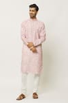 Buy_Arihant Rai Sinha_Pink Kurta Cotton Printed Forest Pastel With Churidar_at_Aza_Fashions