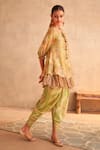 Buy_Saundh_Green Cotton, Silk Tassels Round Neck Yasmin Printed Kurta And Dhoti Pant Set_Online_at_Aza_Fashions