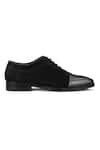 Shutiq_Black Suede Brogue Lace-up Shoes _Online_at_Aza_Fashions