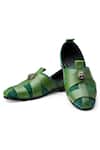 Buy_SHUTIQ_Green Embellished Sheraz Slip-on Shoes_at_Aza_Fashions