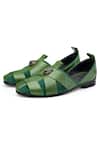 Buy_SHUTIQ_Green Embellished Sheraz Slip-on Shoes_Online_at_Aza_Fashions
