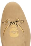 Shop_SHUTIQ_Beige Hand Embroidered Skull Slip-on Shoes _Online_at_Aza_Fashions