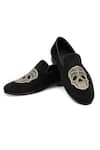 Buy_Shutiq_Black Embroidered Sugar Skull Slip-on Shoes _at_Aza_Fashions