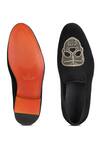 Shop_Shutiq_Black Embroidered Sugar Skull Slip-on Shoes _at_Aza_Fashions