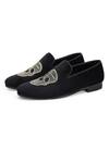 Shutiq_Black Embroidered Sugar Skull Slip-on Shoes _Online_at_Aza_Fashions