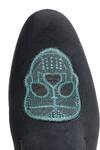Shop_Shutiq_Black Embroidered Sugar Skull Face Slip-on Shoes _Online_at_Aza_Fashions