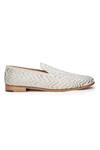 Buy_SHUTIQ_Ivory Hand Embroidered Tehreez Slip-on Shoes _Online_at_Aza_Fashions