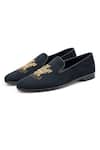 Buy_Shutiq_Black Embroidered Velvet Trio Antique Slip-on Shoes _Online_at_Aza_Fashions