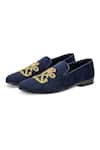 Buy_SHUTIQ_Blue Embroidered Crossed Anchor Shoes _Online_at_Aza_Fashions