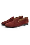 SHUTIQ_Maroon Garnet Rawhide Round Toe Shoes _Online_at_Aza_Fashions